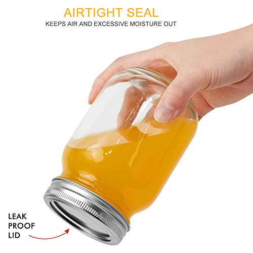 12Oz / 350Ml Mason Jars With Airtight Lids, Glass Jar With Regular Lids, Clear Glass Jar Ideal For Jam,Honey,Wedding Favors,Shower Favors, Set Of 20 #TOP4