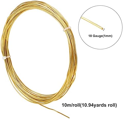 BENECREAT 10m 1mm Round Pure Copper Wire Gold Brass Wire for Beading Craft and Jewelry making