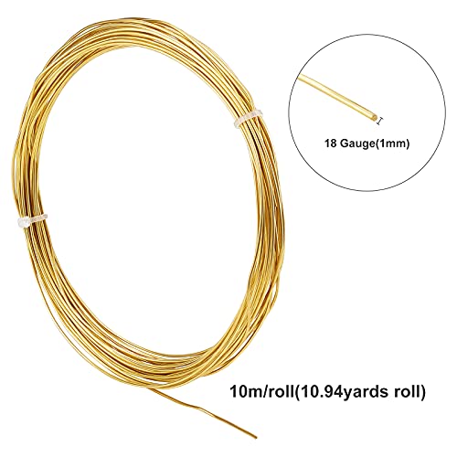 BENECREAT 10m 1mm Round Pure Copper Wire Gold Brass Wire for Beading Craft and Jewelry making