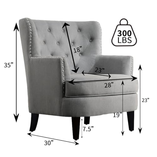 Image of Castora Upholstered Accent Chair for Living Room and Offices (Grey)