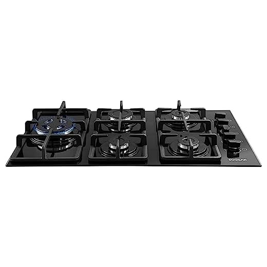 SUGGAR COOKTOP VIDRO PRETO 5 QUEIMADORES ESMALTADOS TREMPES FERRO FUNDIDO TRIPLA CHAMA LATERAL FG5335VP