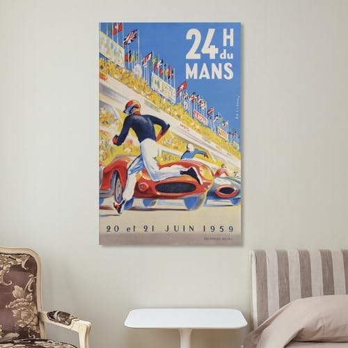 Fkknpvr Vintage Poster,Car Poster Racing Art 1959 Le Mans 24 Hours Posters Canvas Wall Art Prints For Wall Decor Room Decor Bedroom Decor Gifts Posters 16X24Inch(40X60Cm) Unframe-Style thumb #6