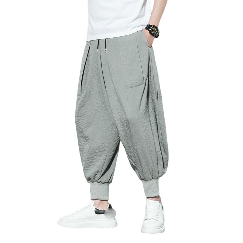 Pantalon sarouel pour homme de style chinois avec cordon de serrage