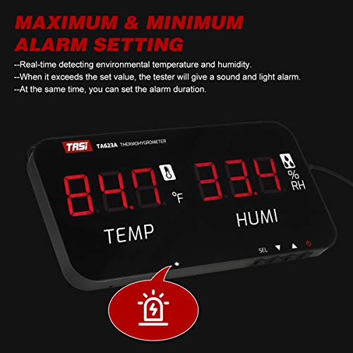 Compteur de température et d'humidité LED noir pour intérieur et extérieur