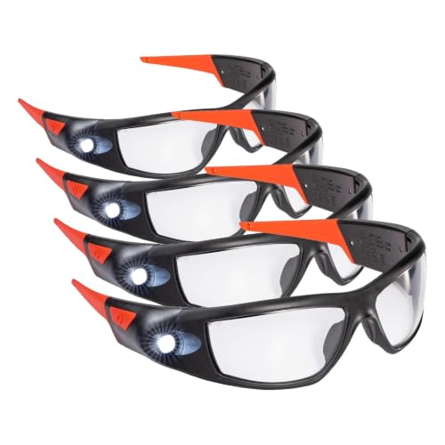 Coast SPG500 Rechargeable Lighted LED Safety Glasses, Tilt-and-Twist Optic, ANSI Z87 Standards, 2 Scratch Resistant Lenses (Clear, Yellow) Included, UV Protection, Protective Carrying Case Included