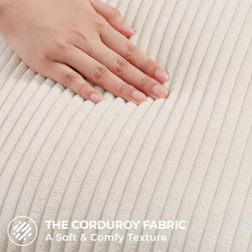 Mecatny Corduroy Decorative Throw Pillow Covers 20x20 Set of 2 for Sofa Living Room, Soft Neutral Boho Couch Pillow Covers for Home Decor, Cream White