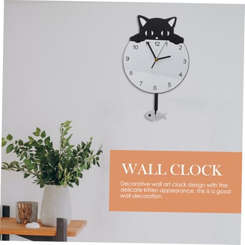 Horloge murale acrylique chaton silencieuse déco moderne - 8