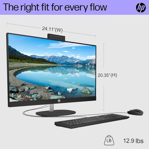 Image of HP 27 inch FHD Touchscreen Intel Ultra 7 AI All-in-One Desktop, 27 inch FHD Touchscreen, Intel Ultra 7 255U, 32GB DDR5 RAM, 2TB SSD, Wired Keyboard & Mouse, Wi-Fi 6, Win11 Home, Bundle with 64GB Flash Drive