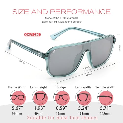 Oversized Polarized Sunglasses for Women and Men, Trendy Flat Top One Piece Lens Sun Glasses UV Blocking RFS82093