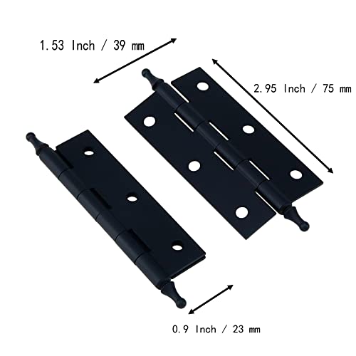 Solid Brass Folding Butt Hinges Mcredy 2Pcs 3 X 0.9 Inch Door Hinges Antique Style With Ball Finials (Black) #TOP1