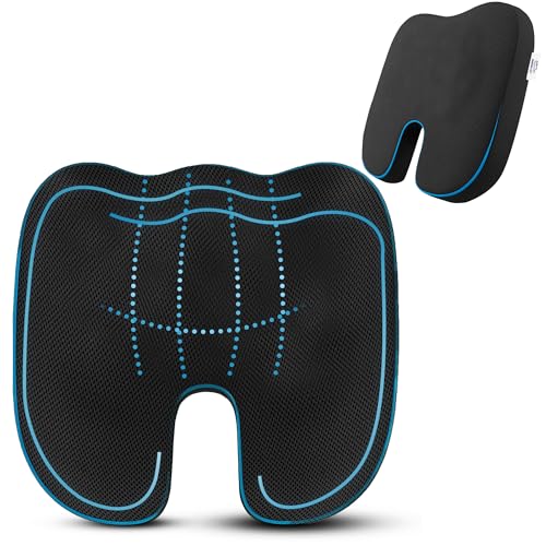 Image of GADDA CO Orthopedic Coccyx Seat Cushion for Tailbone Pain Relief | Memory Foam Ergonomic Cushion for Sciatica & Back Pain | Office & Home Chairs | Supports Upto 120 Kg | Mesh Black | 2-Year Warranty