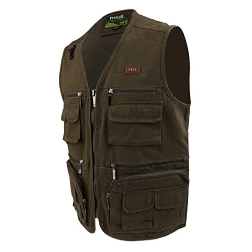 yotijar Colete de Pesca Masculino Outono Inverno Colete com Vários Bolsos, Casuais, Vários Bolsos -