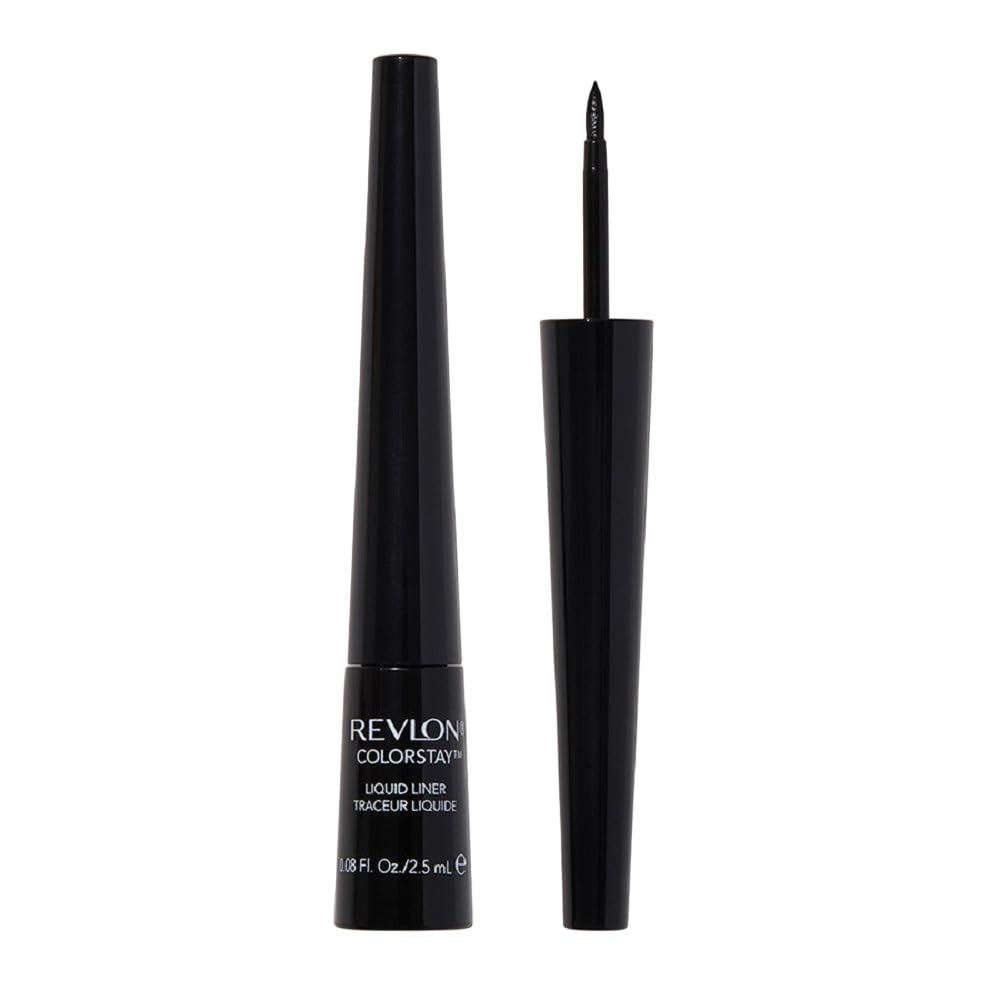 Revlon - ColorStay Liquid Liner, Delineador de Ojos Líquido, 16 Horas de Duración, Resistente al Agua, No Mancha ni Transfiere, Acabado Mate, Color Negro, Tono 251 Blackest Black - 2,5 ml