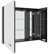 SogesPower Bathroom Mirror Cabinet,29.5" Wall Mounted Double Door Mirror Cabinet Organization, Me...