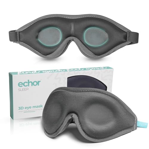 Echor Sleep Mask Total Blackout 3D Padded Foam Comfortable Premium Soft Eye Mask with Adjustable Elastic Strap and Nose Pad for Sleep and Travel (Grey)