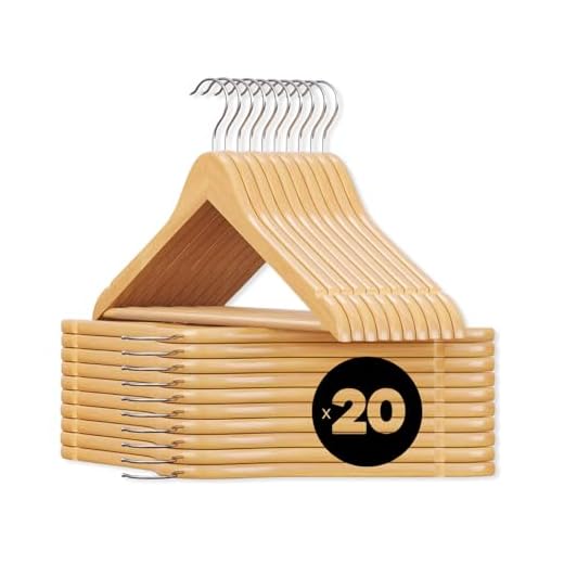 OWIJI Grucce Appendiabiti Legno Naturale Set da 20 Universali Gancio Girevole Scanalature Spallina Barra Antiscivolo Bordi Arrotondati Salvaspazio Resistenti Leggere Uso Domestico Lavorativo