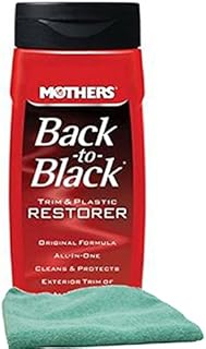 Mothers Black-to-Black Trim & Plastic Restorer (12 oz) Bundle with Microfiber Cloth (2 Items)