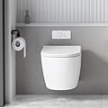 Wall-Mounted Toilets with PP Lid - Modern Design, Space-Saving, Compact, Soft-Close Lid, Bathroom Ceramic Toilet