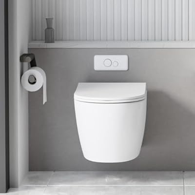 Wall-Mounted Toilets with PP Lid - Modern Design, Space-Saving, Compact, Soft-Close Lid, Bathroom Ceramic Toilet