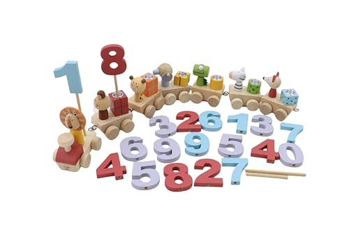 Woodily Wooden Toys - Geburtstagszug Holzeisenbahn Spielzeug ab...