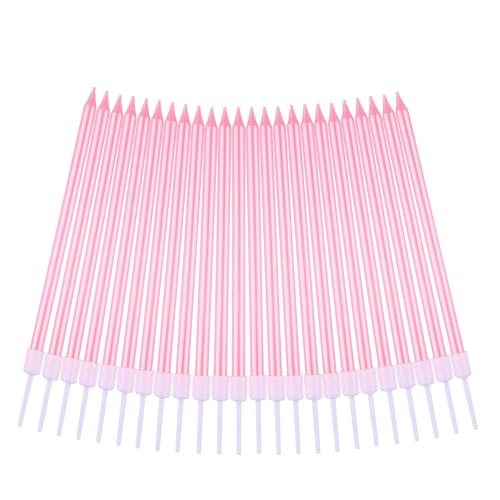 Image of PHD CAKE Pink Long Thin Metallic Birthday Candles, Cake Candles, Birthday Parties, Wedding Decorations, Party Candles