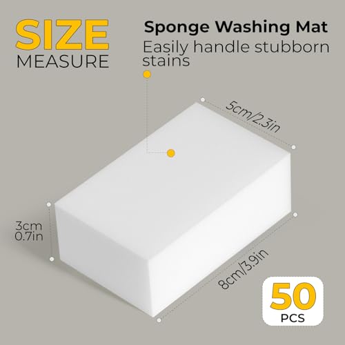 Image of (50 Pack 3.1 inchx1.9 inchx1.1 inch) Melamine Sponges Magic Cleaning Sponges in Bulk Eraser Sponges for Kitchen Bathroom Cleaning Supplies for Stains and Dirt