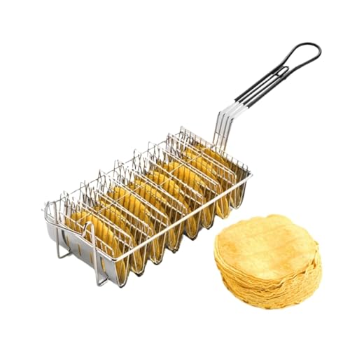 WUTIANBAO Cesta Freidora para Cocina Cesta for freír Tacos con Molde en Forma de V for Burritos y Tortillas. Capacidad for 8 Tortillas. Freidora Aceite para Patatas Fritas