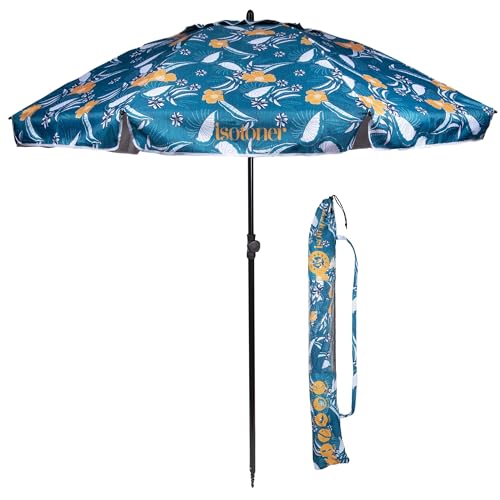 Isotoner Parasol de plage ultra résistant, structure anti vent, léger et anti uv upf50+ hawaii