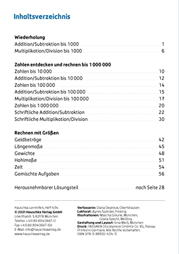 Mein Übungsheft Rechnen 4. Klasse: Mathe-Aufgaben mit Lösungen für den Übertritt - Zahlenraum bis zu einer Million (Lernhefte zum Üben und Wiederholen, Band 434)