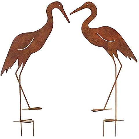 B2S BACK2SEASON Metall Stecker Reiher braun 2er Set Fischreiher Rostoptik Teichdeko H67cm Cover