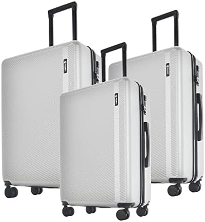 GinzaTravel Lightweight Suitcase ABS Hard Shell Case Suitcases with TSA Lock 4 Wheels Carry-on Hand Luggage for Travel Large(78cm 105L) Silver