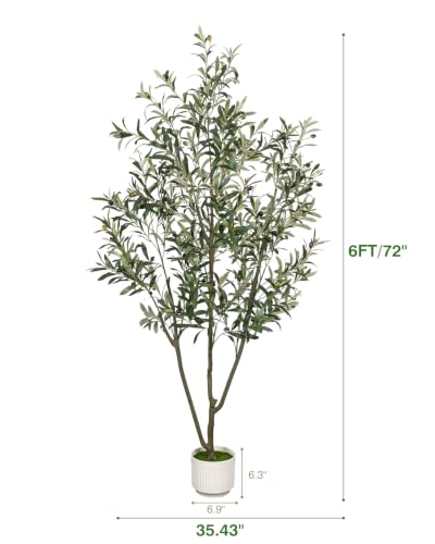 LuceAlberi Artificial Olive Tree 6FT Faux Indoor with Planter and Cotton Basket - image 2