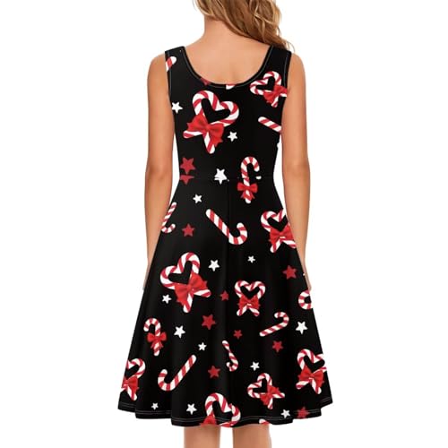 Image of Women's Casual Loose Sundress Midi Sleeveless Crewneck Dress Summer Beach Tank Dress with Pockets