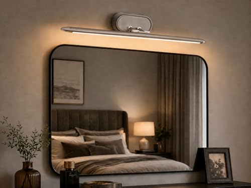 Image of FILLISKA 6 Watt Modern LED Picture /Dressing /Vanity /Bathroom /Mirror Light with 3 Step Light Mode & Adjustable Head (White,WarmWhite and Neutral White)(2 Year Warranty) (6 Watt Satin Nickel)