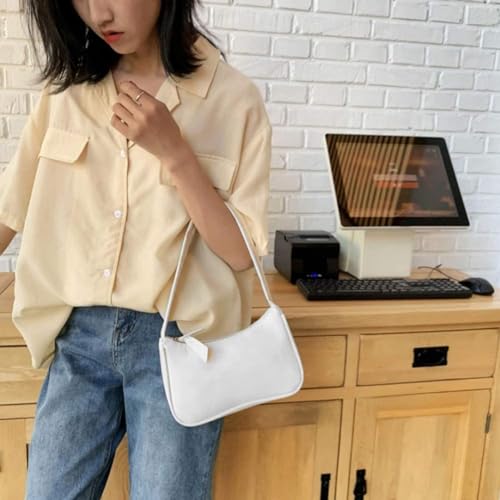 Women Shoulder Bag Retro PU Leather Lady Bag Women Handbag Fashion Underarm Bag Women Armpit Handbags White2