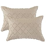 Bedsure Pillow Shams King Size 2 Pack, Decorative Boho Pillow Sham with Envelope Closure, Ultra Soft and Breathable Pillowcases Standard Size for Bed, Khaki, 20x36 Inches