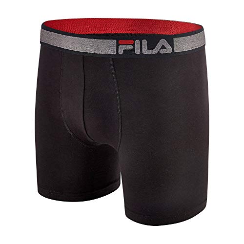 Fila Men's 6" Boxer Brief No Fly Front With Pouch, 4-Pack Of 6 Inch Tagless Underwear #TOP3