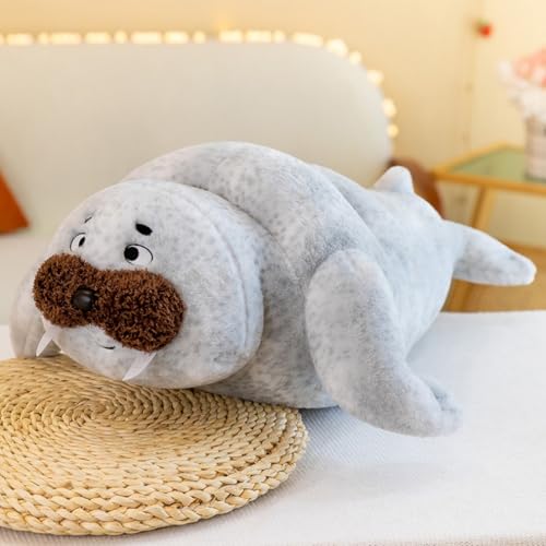 ぬいぐるみ アザラシ クリスマス 柔らかい 大きい 抱き枕 人形 ギフト ロング ハロウィーン装飾 プレイタイム クリスマス 面白い 動物 アニマル 70cm クッション 可愛い おもちゃ ぬいぐるみアザラシ ふわふわ もちもち グレー プレゼント
