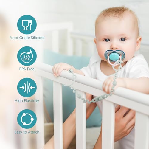 Image of 6 Pack Silicone Toy Straps for Baby- Adjustable, Durable, and Safe Travel Essentials for | High Chair Accessories, Pacifier Clips, Baby Leash for Stroller（6Pcs）