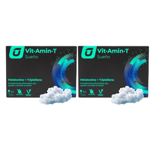 PACK 2 Complemento Alimenticio con Melatonina + Triptófano y Magnesio para Conciliar Sueño y Descanso Profundo - Suplemento Jet Lag - Sin Gluten Lactosa - Pack 30 Cápsulas Apto Veganos | RECUPERAT-ION