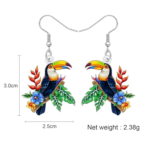 LONYOO Boucles D'oreilles Oiseaux Tropicaux Toucan En Acrylique Boucles D'oreilles En Verre Margarita Cadeaux D'été Pour Femmes Maman (Multicolore) – vue 5