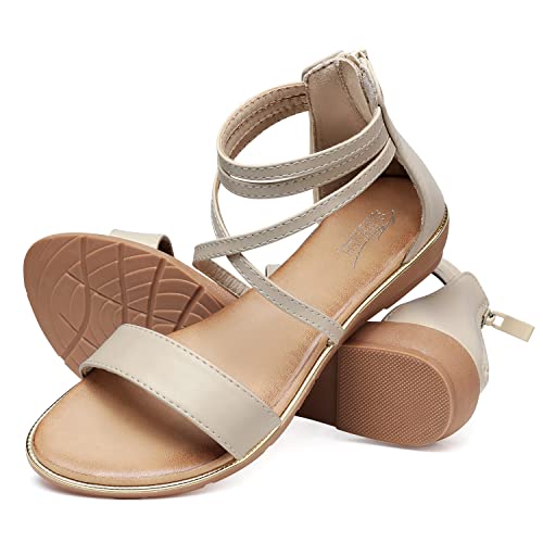 Shibever Gladiator Sandals For Women Dressy Low Wedge Sandals Women Comfortable Platform Shoes Sandals Apricot-8 #TOP6