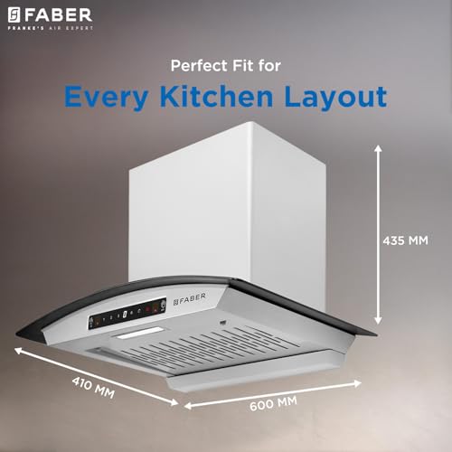 Image of Faber 60 cm 1200 m /hr Autoclean Curved Chimney| Light Grey Filterless with Oil Collector |8 Yrs Motor & 2Yrs Comprehensive Warranty by Faber | Touch & Gesture Control | Hood Venice in HC SC FL LG 60