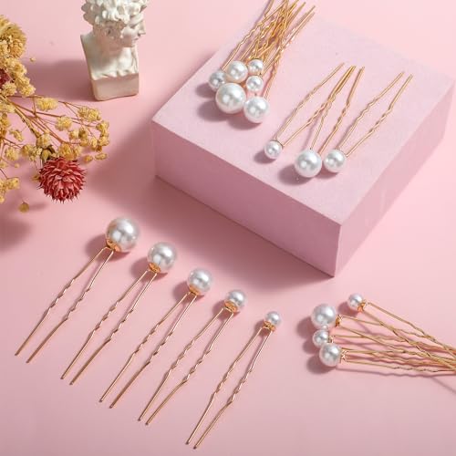 18 Stück Perlen Haarnadeln Hochzeit Braut Perlen Haarschmuck Haarnadel Gold Perlen Hochzeit Haarnadel Damen Mädchen Haarschmuck Kopfschmuck