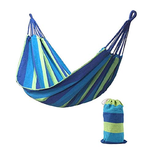 asdf Hamaca A Rayas Individual Cama De Salón Al Aire Libre Hamaca De Lona Gruesa Hamaca para Dormir Hamaca De Camping Hamaca Al Aire Libre (Azul)