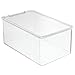 mDesign Plastic Stackable Toy Storage Bin Container Box with Hinge Lid for Organizing Living Room, Play Room, Bedroom, Nursery, Hold Blocks, Puzzles, Books, Lumiere Collection, Clear