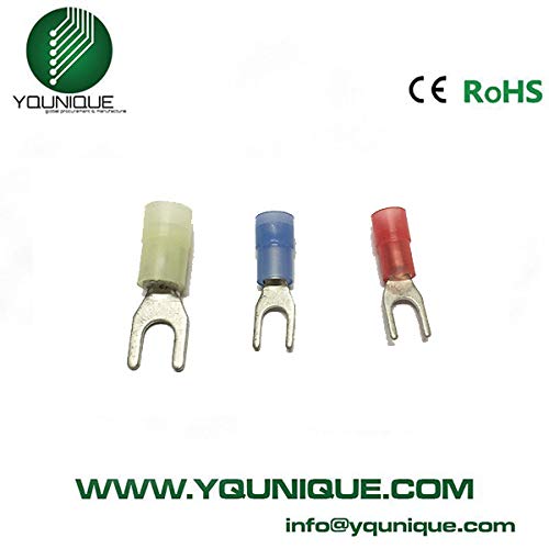 Davitu Package For 25PCS OR 50PCS OR 100PCS EACH #4#8#10 A#1/4 TERMINAL NYLON SPADE CONNECTORS - (Color: YELLOW 12 to 10AWG, Pins: 6mm bolt)