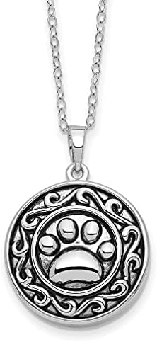 925 Sterling Silver Vintage Paw Print Ash Holder 18 Inch Chain Necklace Pendant Charm Memorial Animal Dog Cat Fine Jewelry For Women Gifts For Her