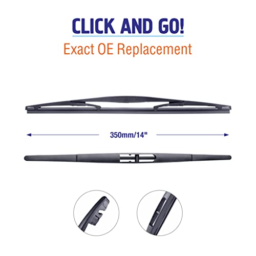 Image of 14 inch (14-B) Rear Wiper Blades Replacement for Honda CR-V 2011-2007 Fit 2020-2007 Pilot 2020-2016 Subaru Forester 2018-2006 Outback 19-05 +More BACK Windshield Wiper Blades For My Car Pack of 2