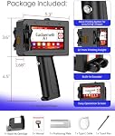 A1 Handheld Inkjet Printer Gun,0.5 Inch Portable Handheld Ink Jet Printer with 42ml Quick-Drying Ink and 4.3" Touchscreen, Inkjet Coding Machine for Expiry Date/Batch Number/Text/Logo/QR Code/Barcode